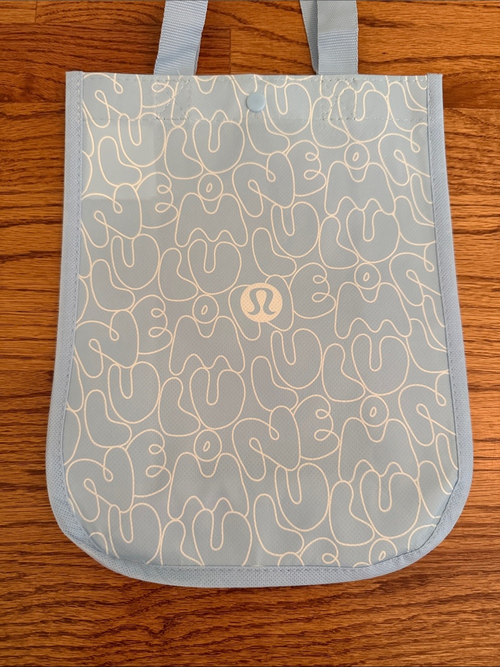 Lululemon Light Blue Bubble Letter Patterned Tote Bag
